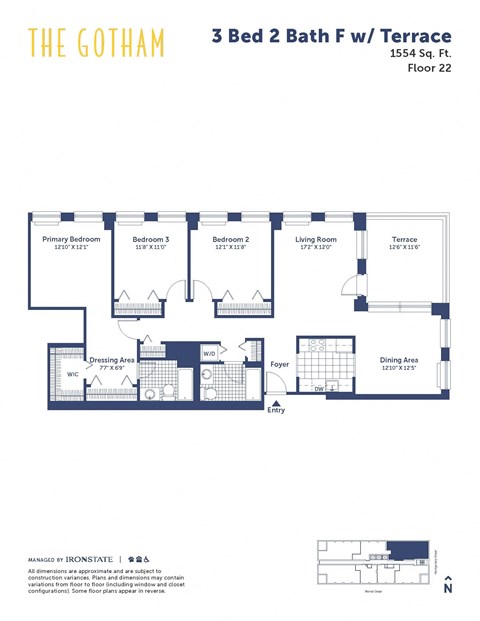 the gotham 3 bed 2 bath floor plan